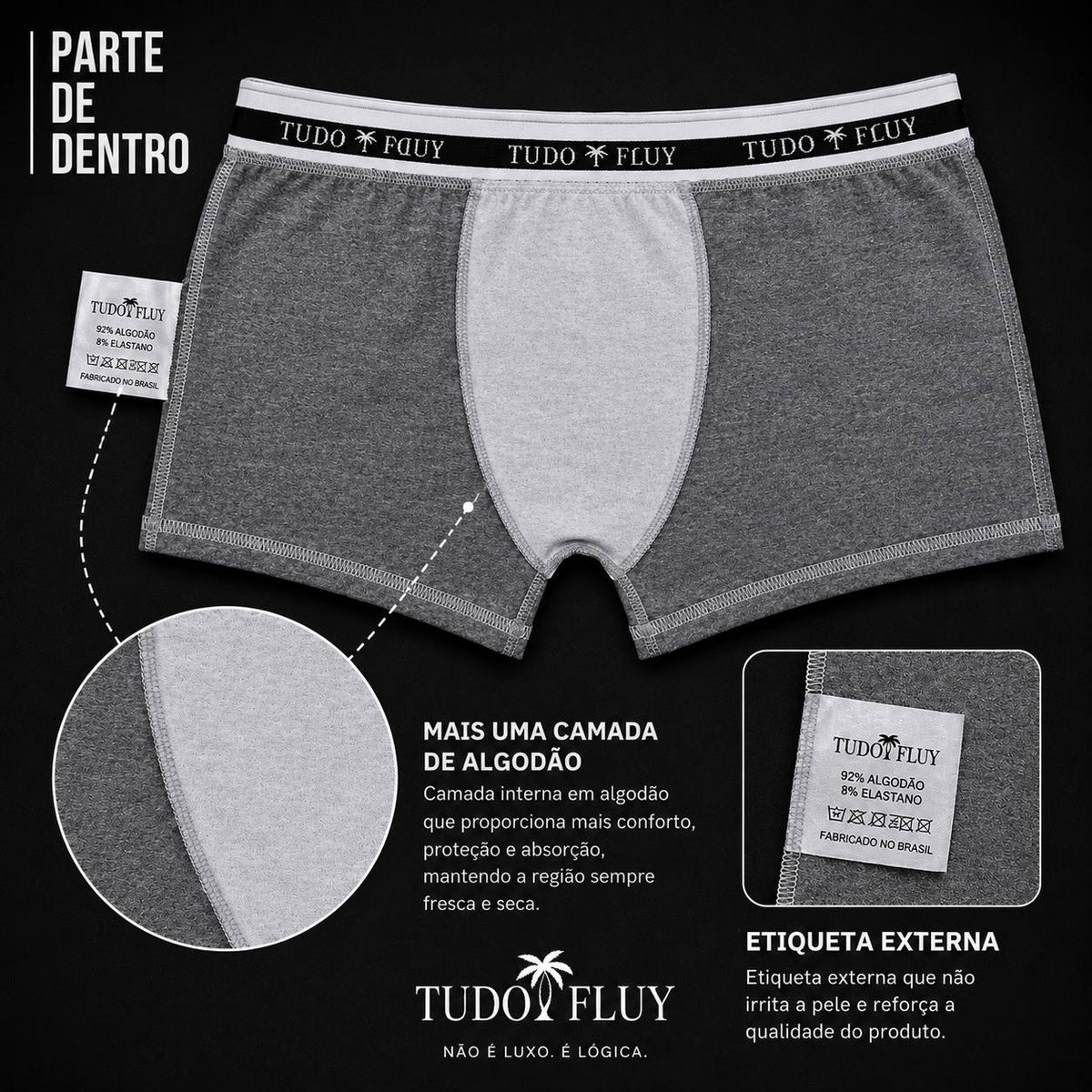 Kit 10 Cuecas Boxer Masculinas TUDO FLUY