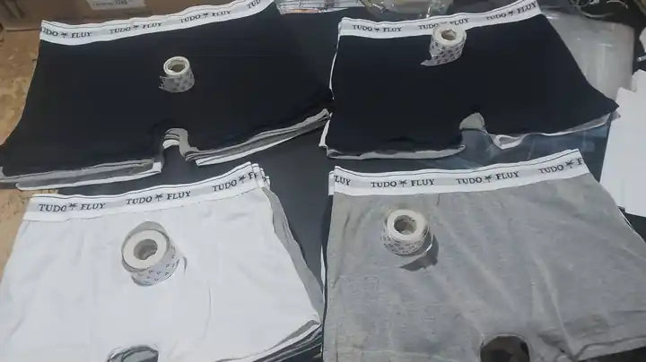 Cuecas boxer TUDO FLUY nas cores preto, branco e cinza